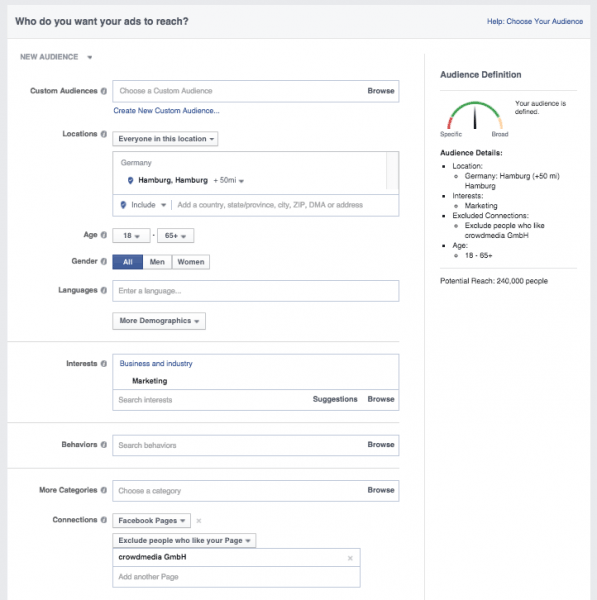 Zielgruppe bestimmen Facebook Ads