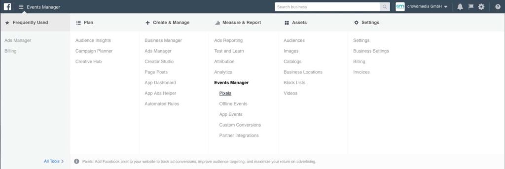 Facebook-Pixel im Werbeanzeigenmanager