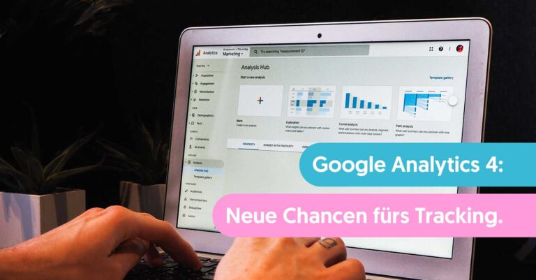 Google Analytics 4 auf einem Laptop